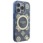 Guess GUHMP16LH4PYEEB Blue Hardcase IML Peony On 4G Background MagSafe Kryt iPhone 16 Pro