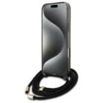 Guess GUHMP16LHCTSGNSK Black Hardcase Crossbody Cord Script MagSafe Kryt iPhone 16 Pro