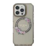 Guess GUHMP16LHFWFCK Black Hardcase IML Flowers Wreath MagSafe Kryt iPhone 16 Pro