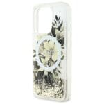 Guess GUHMP16LLFMWTE Beige Hardcase Liquid Glitter Flower MagSafe Kryt iPhone 16 Pro