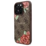 Guess GUHMP16LP4ROPEMCW Brown Hardcase 4G Flowers Print MagSafe Kryt iPhone 16 Pro