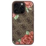 Guess GUHMP16LP4ROPEMCW Brown Hardcase 4G Flowers Print MagSafe Kryt iPhone 16 Pro