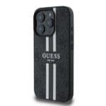 Guess GUHMP16LP4RPSK Black Hardcase 4G Printed Stripes MagSafe Kryt iPhone 16 Pro