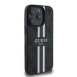 Guess GUHMP16LP4RPSK Black Hardcase 4G Printed Stripes MagSafe Kryt iPhone 16 Pro