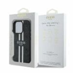Guess GUHMP16LP4RPSK Black Hardcase 4G Printed Stripes MagSafe Kryt iPhone 16 Pro