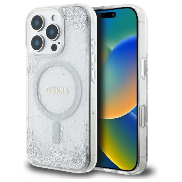 Guess GUHMP16LRGRGES Silver Hardcase Resin Gradient Glitter MagSafe Kryt iPhone 16 Pro