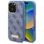 Guess GUHMP16LU4GPRB Blue Hardcase 4G Logo Plate MagSafe Kryt iPhone 16 Pro