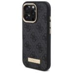 Guess GUHMP16LU4GPRK Black Hardcase 4G Logo Plate MagSafe Kryt iPhone 16 Pro