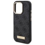 Guess GUHMP16LU4GPRK Black Hardcase 4G Logo Plate MagSafe Kryt iPhone 16 Pro