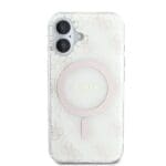 Guess GUHMP16MH4DTEH White Hardcase IML 4G Background MagSafe Kryt iPhone 16 Plus