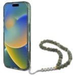 Guess GUHMP16MHGCRELSA Green Hardcase IML Glitter With Pearl Strap MagSaf Kryt iPhone 16 Plus