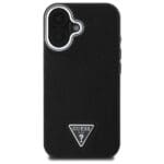 Guess GUHMP16MPGTSPSK Black Hardcase Grained Triangle MagSafe Kryt iPhone 16 Plus