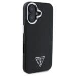 Guess GUHMP16MPGTSPSK Black Hardcase Grained Triangle MagSafe Kryt iPhone 16 Plus