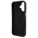 Guess GUHMP16MPGTSPSK Black Hardcase Grained Triangle MagSafe Kryt iPhone 16 Plus