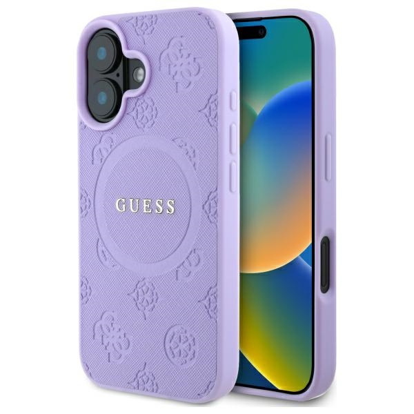 Guess GUHMP16MPSAPSMEU Purple Hardcase Saffiano Peony Classic Logo Kryt iPhone 16 Plus