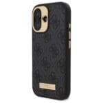 Guess GUHMP16MU4GPRK Black Hardcase 4G Logo Plate MagSafe Kryt iPhone 16 Plus