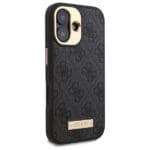 Guess GUHMP16MU4GPRK Black Hardcase 4G Logo Plate MagSafe Kryt iPhone 16 Plus