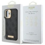 Guess GUHMP16MU4GPRK Black Hardcase 4G Logo Plate MagSafe Kryt iPhone 16 Plus