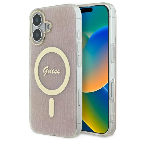 Guess GUHMP16SH4STP Pink Hardcase IML 4G MagSafe Kryt iPhone 16