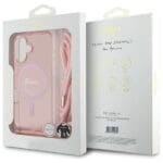 Guess GUHMP16SHCTSGNSP Pink Hardcase Crossbody Cord Script MagSafe Kryt iPhone 16