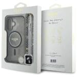 Guess GUHMP16SHGCRELSK Black Hardcase IML Glitter With Pearl Strap MagSafe Kryt iPhone 16