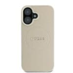 Guess GUHMP16SPGHSMME Beige Hardcase Grained Ring MagSafe Kryt iPhone 16