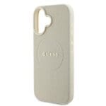 Guess GUHMP16SPGHSMME Beige Hardcase Grained Ring MagSafe Kryt iPhone 16