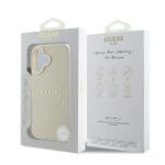 Guess GUHMP16SPGHSMME Beige Hardcase Grained Ring MagSafe Kryt iPhone 16