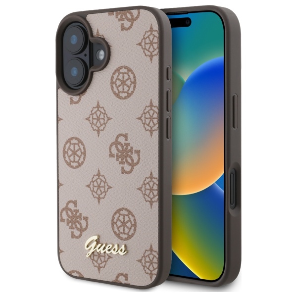 Guess GUHMP16SPGPYSW Brown Hardcase Peony Script MagSafe Kryt iPhone 16