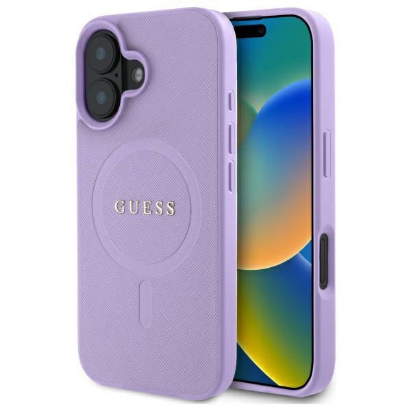 Guess GUHMP16SPSAHMCU Purple Hardcase Saffiano MagSafe Kryt iPhone 16
