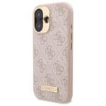 Guess GUHMP16SU4GPRP Pink Hardcase 4G Logo Plate MagSafe Kryt iPhone 16