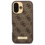 Guess GUHMP16SU4GPRW Brown Hardcase 4G Logo Plate MagSafe Kryt iPhone 16