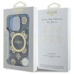 Guess GUHMP16XH4PYEEB Blue Hardcase IML Peony On 4G Background MagSafe Kryt iPhone 16 Pro Max