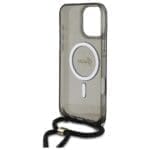 Guess GUHMP16XHCTSGNSK Black Hardcase Crossbody Cord Script MagSafe Kryt iPhone 16 Pro Max