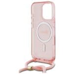 Guess GUHMP16XHCTSGNSP Pink Hardcase Crossbody Cord Script MagSafe Kryt iPhone 16 Pro Max