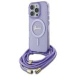 Guess GUHMP16XHCTSGNSU Purple Hardcase Crossbody Cord Script MagSaf Kryt iPhone 16 Pro Max