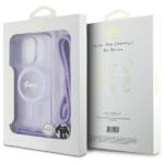Guess GUHMP16XHCTSGNSU Purple Hardcase Crossbody Cord Script MagSaf Kryt iPhone 16 Pro Max