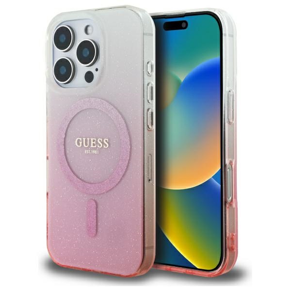 Guess GUHMP16XHGRCELP Pink Hardcase IML Glitter Gradient MagSafe Kryt iPhone 16 Pro Max