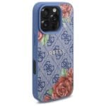 Guess GUHMP16XP4ROPEMCB Blue Hardcase 4G Flowers Print MagSafe Kryt iPhone 16 Pro Max