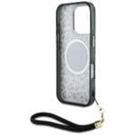 Guess HC IML Leopard Triangle Cord Strap MagSafe Black Kryt iPhone 16 Pro