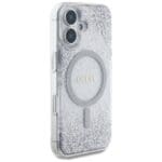Guess HC Resin Bottom Glitter MagSafe Silver Kryt iPhone 16