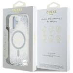 Guess HC Resin Bottom Glitter MagSafe Silver Kryt iPhone 16