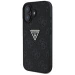 Guess Hot Stamp 4G Pattern Triangle Metal Logo Black Kryt iPhone 16