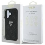 Guess Hot Stamp 4G Pattern Triangle Metal Logo Black Kryt iPhone 16