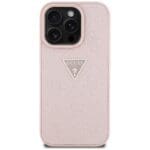 Guess Hot Stamp 4G Pattern Triangle Metal Logo Pink Kryt iPhone 16 Pro