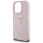 Guess Hot Stamp 4G Pattern Triangle Metal Logo Pink Kryt iPhone 16 Pro