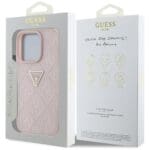 Guess Hot Stamp 4G Pattern Triangle Metal Logo Pink Kryt iPhone 16 Pro