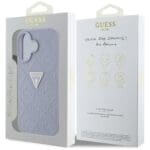 Guess Hot Stamp 4G Pattern Triangle Metal Logo Purple Kryt iPhone 16