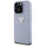 Guess Hot Stamp 4G Pattern Triangle Metal Logo Purple Kryt iPhone 16 Pro
