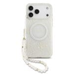 Guess IML Flowers Allover Strap MagSafe White Kryt iPhone 17 Pro Max